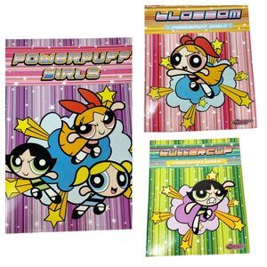 Y2K Powerpuff Girls Blossom Buttercup Bubbles 3 Ring Binder Folder Lot of 4